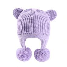 Baby Winter Hat With Earfalp Toddler Girls Boys Beanie Kids Warm Fleece Lined Knit Hat With 2 Cute Ears