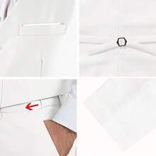 Men's Slim Fit 3 Pieces Suit, 2 Buttons Solid Color Blazer Vest Pants With Tie Set, Business Wedding Tuxedohalloween - Màu trắng ngà - Xem 10
