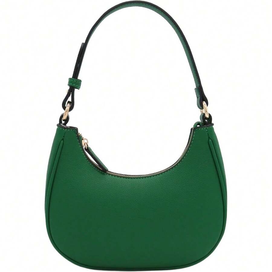 FashionPuzzle Small Crescent Shoulder Bag Underarm Purse - Kelly Green/Kelly Green - View 1