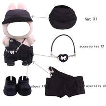 4 قطع طقم ملابس دمية بطول 17 سم = 1 قبعة + 1 بنطلون بيب + 1 إكسسوار + 1 زوج من الأحذية، صندوق أعمى مطلي بالماكرون ملابس دمية مناسبة للدمى من الجيل الأول والثاني والثالث، لعبة حفلة المراهقين، هدية عيد ميلاد (الدمية غير مشمولة)