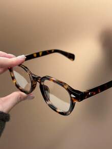 1 pieza Gafas planas de moda para niños de color carey, diseño retro sin montura, adecuadas para adolescentes, vida diaria, lectura, ver televisión, jugar y usar el teléfono, lentes transparentes para protección ocular, decoración de atuendo diario.