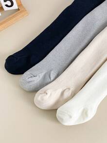 1 双女童保暖羊毛紧身裤 - 纯色和条纹，秋冬舒适，百搭分层婴儿幼儿紧身裤 - 彩色 - 查看 6