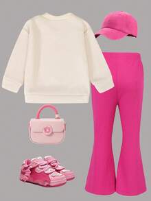 Casual Strawberry & Bow Print Round Neck Long-Sleeved Sweatshirt&Pants For
