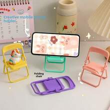 Giá đỡ điện thoại di động để bàn nhỏ gọn sáng tạo 1 chiếc, ghế Macaron mới, giá đỡ điện thoại di động có thể gập lại tương thích với iPhone, điện thoại Android, quà tặng sinh nhật, gia đình, bạn bè, giá đỡ điện thoại, phụ kiện điện thoại - Nhiều màu - Xem 2