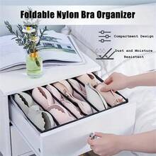 5pcs Mesh Lingerie Organizer Set, Foldable Wardrobe Storage Boxes, Multi-Size Nylon Drawer Dividers For Bras, Socks, And Ties, Hand Washable, With Bra Accessories