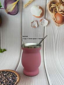 80盎司/230毫升马黛茶杯套装 葫芦形不锈钢防烫隔热带清洁刷吸管勺家用茶具 - 彩色 - 查看 10