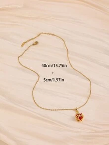 1件18K镀金耶稣圣心项链，青少年款，红色立方氧化锆十字架吊坠，不锈钢链，基督教宗教饰品礼品 - 金色 - 查看 4