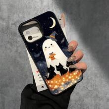 Fundas y carcasas protectoras con orificios grandes, diseño sonriente de Halloween. Compatibles con phone 16 Pro Max, 16, 15 Pro, 14, 14 Plus/14 Pro Max, 13, 13 Pro, 12 Pro y 11/11 Pro. Regalos para cumpleaños y festividades - Negro - Ver 2