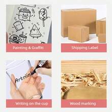 Schwarzer ölbasierter Permanentmarker, wasserfest, ölbeständig, schnelltrocknend, nicht verblassend, für Baustellen, roter Markierstift, Handschrift, blauer Stift, nicht verblassend, harte Spitze, verschmutzt Kleidung nicht, Farbstoffmarker - Marker - Übersicht 6