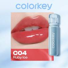 COLORKEY 保濕護唇膏，鏡面質感，豐唇滋養唇油，持久修護唇精華，精緻唇妝，春夏 Y2K 復古 90 年代妝容，度假派對必備色 - C04 Ruby Ice - 查看 7