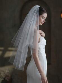 1pc Women's Gothic Dark Queen Style Double Layer Black & White Veil, Suitable For Halloween, Wedding Photography, Travel Shooting, Photo Props Fall Clothes For Women