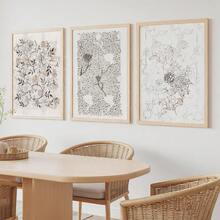 无框，3 件套复古欧洲中性花卉墙面装饰艺术画，威廉莫里斯画廊墙面艺术帆布海报，房间装饰，客厅装饰艺术，现代家居墙面装饰艺术，理想的家居礼物创意装饰 - 卡其色 - 查看 7