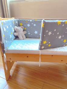 1pc Baby & Kids Bed Rail Guard, Removable & Washable Anti-Fall Anti-Collision Bed Bumper, Soft Bed Safety Guard For Girls & Boys, Ideal Gift - Yellow and White Stars - View 8