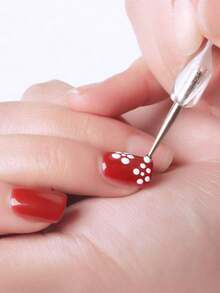 粉色美甲点钻笔，1/5支装点钻笔，0.8/1/1.5/2/2.5mm点钻笔，美甲笔，美甲笔套装，美甲设计工具，用于绘制美甲花朵，双头点钻笔工具，美甲笔尖点彩美甲套装，5支装图案描摹笔 - 粉色 - 查看 3