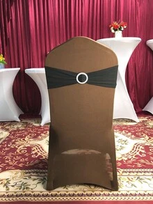 50PCS Lycra/Spandex/Stretch/Elastic Chair Cover Sashes/Bands/Bows/Ties For Decorating Graduation, Birthday, Wedding, Bridal Shower, Baby Shower, Barbecue, Buffet, Christmas, Decorative Birthday Parties Ceremony Folding Chairs Tablecloth Table Cover Linen Backdrop Carpet Flower Decoration - 黑色 - 查看 3