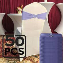 50PCS Lycra/Spandex/Stretch/Elastic Chair Cover Sashes/Bands/Bows/Ties For Decorating Graduation, Birthday, Wedding, Bridal Shower, Baby Shower, Barbecue, Buffet, Christmas, Decorative Birthday Parties Ceremony Folding Chairs Tablecloth Table Cover Linen Backdrop Carpet Flower Decoration - Light Purple - 查看 1