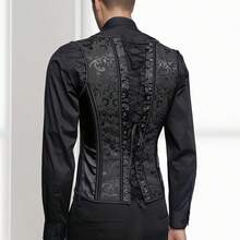 Men's Vintage Lace-Up Waistcoat Vest For Formal Events - 黑色 - 查看 2
