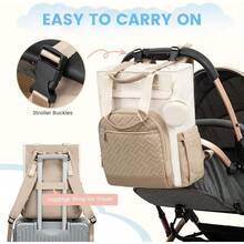 Diaper Bag Backpack, Large Capacity Portable Baby Bag With Foldable Diaper Changing Pad, Waterproof Baby Diaper Bags Gift For Mon Dad, Ivory Khaki - Màu xanh Ô liu - Xem 7