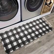 Modern Plaid Pattern Doormat, Rug, Traditional Long Carpet, Suitable For Hallway, Kitchen, Bedroom, Living Room, Entrance, Balcony, Home Decor, Stain Resistant, Coffee Shop, Bar, Holiday, Party, Bedroom Mat, Bath Mat, Room Decor, Kitchen Decor, Black And White Rug - Black and White - View 30