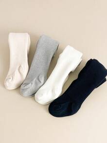 1 双女童保暖羊毛紧身裤 - 纯色和条纹，秋冬舒适，百搭分层婴儿幼儿紧身裤 - 彩色 - 查看 5