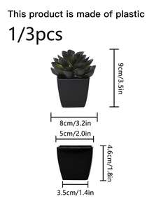 1/3盆仿真迷你多肉植物（石莲花）盆栽 - 适用于婚礼装饰、办公室和家居桌面窗台装饰的小型盆栽 - 墨綠色 - 查看 4