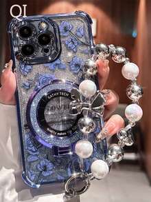 (可折叠支架) (银色手环) 适用于 Galaxy A123456789987654321 45G 电镀磁吸防摔透明手机壳，防摔手机壳适用于三星 S25/S24/S23/S22 系列/A 系列、OPPO、Redmi、Moto、Pixel，适用于 Vivo，适用于 OPPO