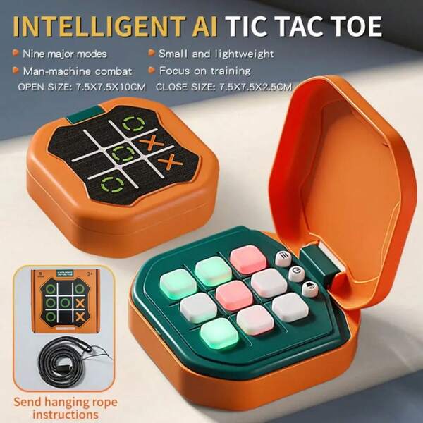 1 Set Kids Tic Tac Toe Portable Game Console - Handheld Electronic Puzzle Game Suitable For All Ages, Travel Toy With Memory Training Function And Montessori Gift Toy (Some Accessory Colors Random)