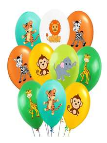 10pcs Mixed Styles 12inch Jungle Wild Animal Latex Balloons Birthday Party Decorations Jungle Party Animal Balloons