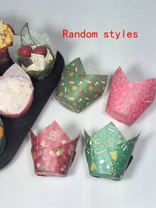 50/100/150pcs Christmas Paper Cake Cups - Christmas Themed Cupcake Liners, Ideal For Baking Holiday Treats, Christmas Party, Wedding Cupcake Liners, Muffin Molds, Baking Tools, Kitchen Supplies, Kitchen Accessories