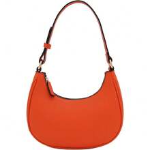 FashionPuzzle Small Crescent Shoulder Bag Underarm Purse - 焦橙色/焦橙色 - 查看 1