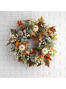 1pc/Halloween Thanksgiving Autumn Simulation Garland Frost Leaf Pumpkin Pendant Door Decoration Window Decoration Props - Multicolor - View 9