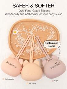 Caixa de silicone personalizada para guardar chupetas de bebê (1 unidade), portátil, antipoluição e anti-perda, com design fofo de coelho e cordão para guardar chupetas e acessórios.