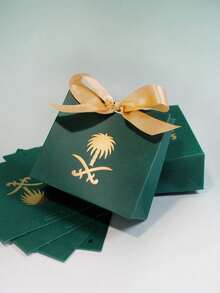 10 قطعة/20 قطعة صناديق هدايا صغيرة للفخر السعودي مزينة بالشعار الوطني وأشرطة اللون، مثالية لاحتفالات اليوم الوطني والفعاليات الشركية والاحتفالات الثقافية