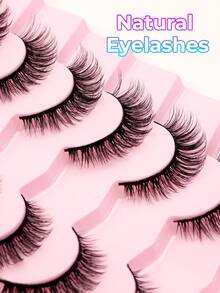 5 cặp mi giả trong suốt, trông tự nhiên, mềm mại và mượt mà, thích hợp để sử dụng hàng ngày. - màu đen - Xem 5