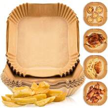 100 Stück Einweg-Papiereinlagen für Heißluftfritteusen – antihaftbeschichtet, ölbeständig und kompostierbar, Einsätze für hitzebeständige Pergamentschalen (bis zu 220 °C) – einfache Reinigung für Fritteuse, Ofen, Mikrowelle, Backen und mehr. Fettbeständig, universelle Passform – perfekt für Pommes, Hühnchen, Pizza, Brot, Kekse und Snacks.