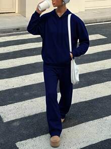 Women Two-Piece Outfits - Navy Blue - View 2