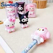 1 Stück süßer Anspitzer - geeignet für Cartoon-Charakterdesigns wie Kuromi, Melody und Cinnamoroll, bunte Kunststoff-Schreibwaren, ideal für Büro und Schule, perfektes Geschenk für Studenten, lustiges Design, stabiler Kunststoff-Stifthalter