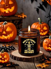 Brown Bottle Halloween Soy Candle, Halloween Party Decoration Favor, Scented Candle, Skull, Haunted Pumpkin Field - Gothic Halloween Jar Scented Candle, 5.2oz, Made With Beeswax, Coconut And Soy, Home Decor Halloween Decor Room Decor - Brown - View 8