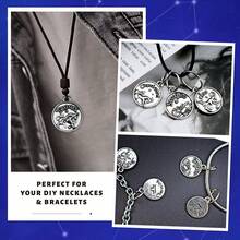 12pcs/Pack Zodiac Sign Charm For DIY Jewelry Making - Ancient Silver - View 10