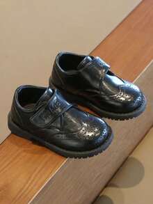 1双幼儿男童软底防滑魔术贴时尚乐福鞋，百搭英伦风休闲鞋，适合春秋季穿着 - 黑色 - 查看 2