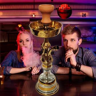 8/9pcs/Set Arabic Style Hookah Set, Aluminum Alloy & Premium Glass Hookah Pipe Set, No Electricity Needed, Elegant Gift Packaging, Suitable For Parties, KTV, Cafes, Exquisite Smoking Accessory, Birthday Gift For Friends & Family