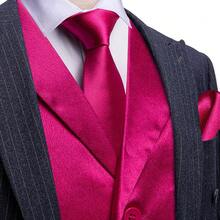 Mens Formal Suit Vest Tie Bowtie Set 8PC Lapel Collar Casual Waistcoat Wedding Party TuxedoChristmas AUIA - 玫紅色 - 查看 4