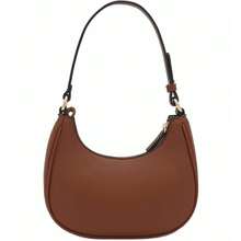 FashionPuzzle Small Crescent Shoulder Bag Underarm Purse - 棕色/棕色 - 查看 5