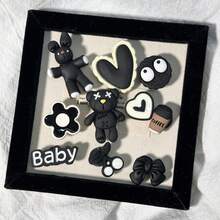 10 Stücke/Set 3D schwarzer Hase und Bär DIY Accessoires, Tier-Thema, aus ABS Material, süße Schuh Dekorationen, Party Geburtstags Geschenke.