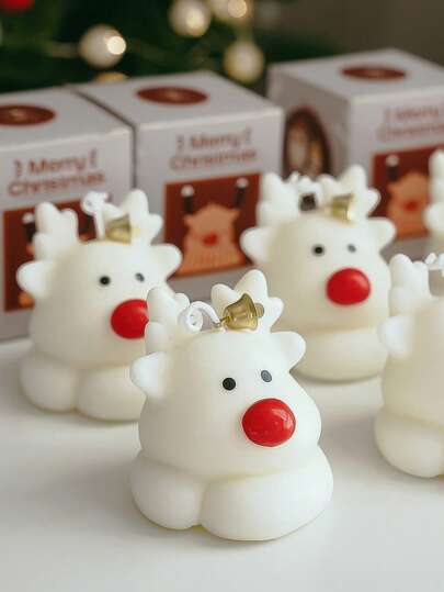 Handmade Reindeer Christmas Scented Candle Gift Set, Cozy Aroma For Holiday Home Decor, Festive Party Favors, Merry Xmas Present Christmas Decorations Room Decor, Christmas Gifts