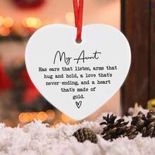 1 szt. Prezent dla cioci, Pamiątkowe serce dla cioci, Prezent urodzinowy dla cioci, Prezent dla cioci, Prezent dla cioci, Prezent świąteczny, Dekoracje świąteczne