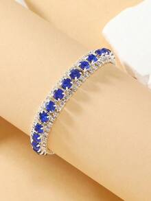 1PC Full Rhinestone Decor Bracelet For Women – Sparkling Crystal Statement Jewelry, Elegant & Glamorous Accessory For Parties, Special Occasions, Or Everyday Wear, Lightweight And Durable - 香檳色 - 查看 1