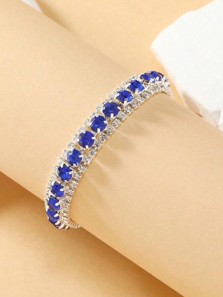 1PC Full Rhinestone Decor Bracelet For Women – Sparkling Crystal Statement Jewelry, Elegant & Glamorous Accessory For Parties, Special Occasions, Or Everyday Wear, Lightweight And Durable - 香檳色 - 查看 1