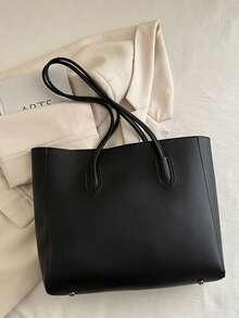 2 chiếc túi xách đeo vai lót chần bông màu đen cho nữ, túi xách kết hợp dung tích lớn thời trang có khóa bấm, phong cách đường phố giản dị cho việc đi làm hàng ngày - màu đen - Xem 9