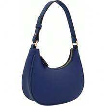 FashionPuzzle Small Crescent Shoulder Bag Underarm Purse - 海軍藍/海軍藍 - 查看 2
